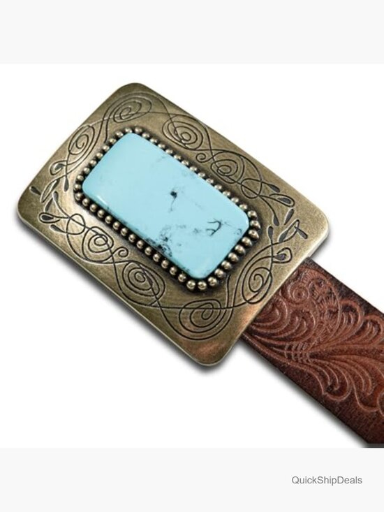 Genuine Leather Western Belt with Plaque Buckle main image 2